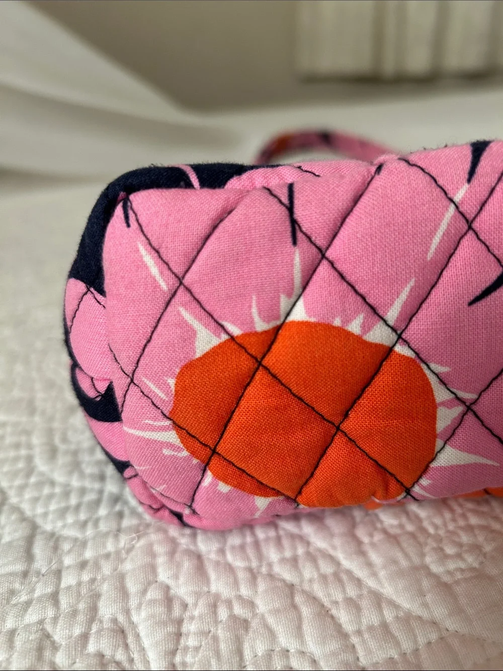 Vera Bradley Quilted Floral Pink and Navy Tote Bag